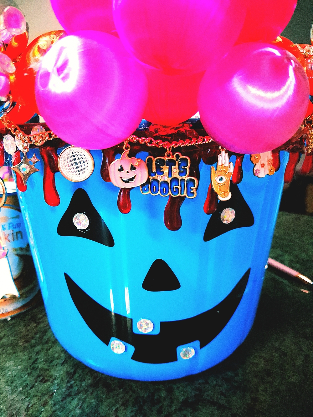 Blue Custom Halloween Adjustable Crossbody Reusable Bucket